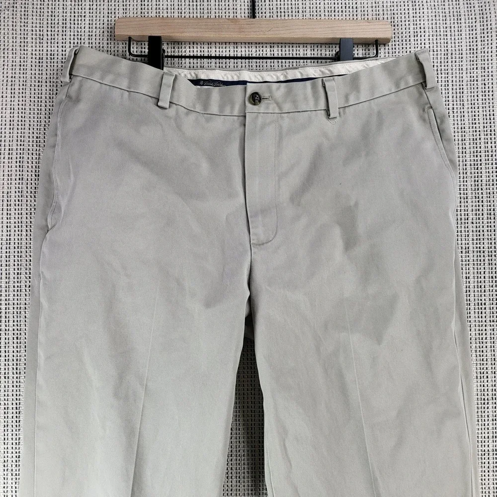 Brooks Brothers Advantage Chino Clark Pants Mens 36x32 Beige Cotton Straight Leg